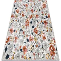 Rugsx Tapis Structurel BOTANIC 65239 fleurs, tissé à plat sur balcon, terrasse - gris 117x170 cm