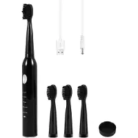 Torribaly Brosse à dents électrique à ultrasons, rechargeable, lavable, blanchiment des dents, pour adultes, noire