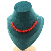 Bijoux Pierres et Minéraux. Collier 15 perles Calcédoine rouge 8 mm. Chaine en acier inoxydable Collier femmes, hommes. Taille personnalis
