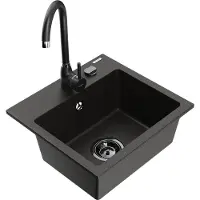 Mexen Évier en granit Milo avec mitigeur Telma, noir/doré (6505-75-670200-70-B)