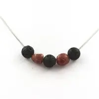 Bijoux Collier - - Perles Lave 8 mm - Rubis du Brésil - Acier inoxydable - Longueur au choix