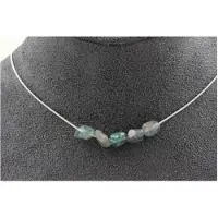 Bijoux Pierres et Minéraux. Collier 5 perles Apatite du Brésil. Chaine en acier inoxydable Collier femmes, hommes. Taille personnalisable.
