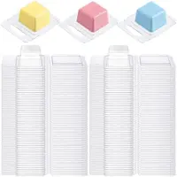 Torribaly Moules à cire transparente pour bougies carrées de 28 g, pour chocolats, bougies sans mèche et fabrication de savon (100 pièces)