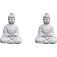 Typecat 2X Vintage Jardin Bouddha Statue IntéRieur Jardin ExtéRieur Zen Bouddhisme Figurine Sculpture Bureau à Domicile Magasin Décor Ornement