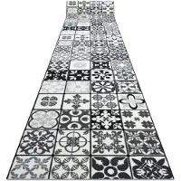 Rugsx TAPIS DE COULOIR antidérapant AZULEJO PATCHWORK, CARREAUX DE LISBONNE gris / noir 120x210 cm
