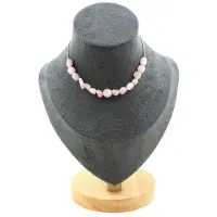 Bijoux Pierres et Minéraux. Collier 15 perles Kunzite du Brésil. Chaine en acier inoxydable Collier femmes, hommes. Taille personnalisable.