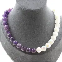 Bijoux Collier - - Améthyste et Pierre de lune - 10 mm - Acier inoxydable - Personnalisable