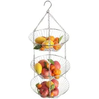 Semoic Panier à fruits suspendu Iron Art 3 couches avec plateau