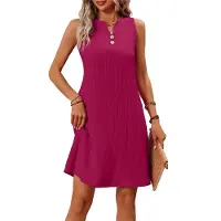 Semoic Robe trapèze décontractée pour femme 2025, sans manches, col en V, P