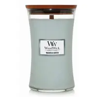 Woodwick Magnolia Bouleau Bougie de Nol Cadeaux pour femmes et hommes Grande bougie sablier de 21,5 oz avec mche crpitante