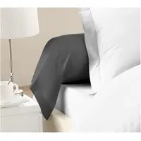 Lovely Home Lot De 2 Taies De Traversin 100% Coton 85x185 Cm Gris Foncé