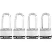 Master Lock Cadenas d'ext rieur robuste M5XQLJ Magnum avec cl , lot de 4, cl s identiques, argent