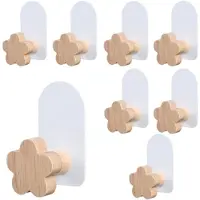 Tlily Lot de 8 crochets décoratifs en bois pour chambre d'enfant, crochets muraux adhésifs pour suspendre manteaux et vêtements