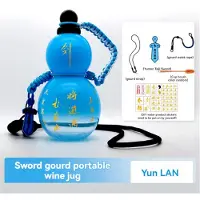 Jojomino Bouteille d'eau de style gourde d'inspiration rétro chinoise 800 ml Bouteille d'eau de sport en forme de gourde Dégradé bleu