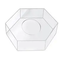 Exogio Présentoir à gâteaux en acrylique, plateau hexagonal, base rechargeable, support transparent, outils de décoration, 15 x 15 x 10 cm