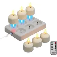 Melitt 6 Bougies Chauffe-Plat Rechargeables avec Minuterie et Station de Charge, Bougies LED à Effet Scintillant pour Chambre, Mariage, Table, Fête