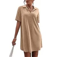 Semoic Robe d'été à col en V et manches courtes pour femme, coupe ample