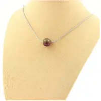 Bijoux Pierres et Minéraux. Collier 1 perle Tourmaline bicolore 8 mm. Chaine en acier inoxydable. Collier femmes, hommes. Taille personnal