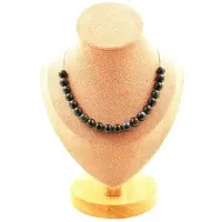 Bijoux Pierres et Minéraux. Collier 20 perles Oeil de faucon 8 mm. Chaine en acier inoxydable Collier femmes, hommes. Taille personnalisab
