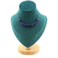 Bijoux Pierres et Minéraux. Collier 10 perles Lapis Lazuli 8 mm. Chaine en acier inoxydable Collier femmes, hommes. Taille personnalisable.