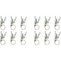 Spactz Lot de 12 ronds de serviette rustiques en bois d'eucalyptus Boho Leaf Wood Bead Farmhouse Ring Holder