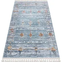 Rugsx Tapis moderne BELLE BF13C bleu et beige Franges 140x190 cm