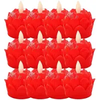 Melitt Bougie de Table Bouddhiste Sans Flamme, 12 Pièces, Lumières Bouddhistes, Étanche, 100 Heures, Fonctionne avec des Piles B