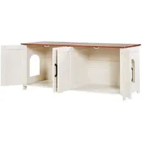DUOKU Meuble Bac à Litière - - SR253073WH - Armoire Intégrée - Finition Marron et Blanche - 4 Portes