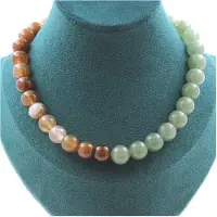 Bijoux Pierres et Minéraux. Collier perles Agate de Rêve 10 mm + Aventurine 10 mm. Chaine en acier Collier femmes, hommes. Taille personna