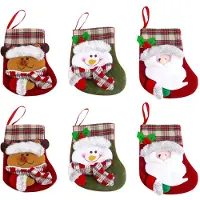 Torribaly Sac cadeau de bonbons de Noël, chaussettes de Père Noël 3D, bonhomme de neige et élan, décoration