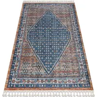 Rugsx Tapis moderne BELLE BG58A bleu foncé et beige Franges 140x190 cm