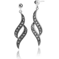 Gemondo Boucles d'oreilles pendantes rondes en marcassite de style Art nouveau en argent sterling 925