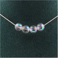 Bijoux Pierres et Minéraux. Collier 4 perles Quartz Titane 8 mm Chaine en acier inoxydable Collier femmes, hommes. Taille personnalisable.