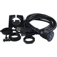 Tlily Câble d'extension de tableau de bord pour voiture, 2 ports USB 3.0, AUX, montage encastré, pour camion, bateau, moto - 90 cm