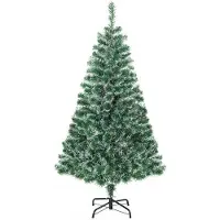 MUVOE Sapin de Noël artificiel HOMCOM de 1,5 mètre avec 416 branches et base métallique verte en PET