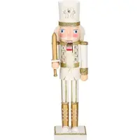 Springos Casse-noisette Figure en bois Soldat avec épée Hauteur 38 cm crème Noël Décoration de Noël
