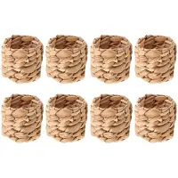 Jojomino Lot de 8 ronds de serviette tissés à l'eau de style campagnard, en paille tissée à la main, boucle naturelle