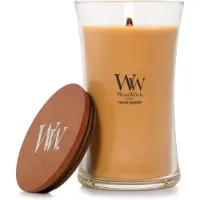 Woodwick Golden Bourbon Bougie de Noλl Cadeaux pour femmes et hommes Grande bougie en sablier de 21,5 oz avec mθche crιpitante