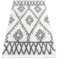 Rugsx Tapis UNION 3481 Zigzag crème et gris Franges berbère marocain shaggy 120x170 cm
