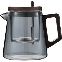 Melitt Service à Thé Chinois Élégant - Théière Transparente avec Base en Noyer, Fonction de Séparation L'Eau pour un Usage Domestique
