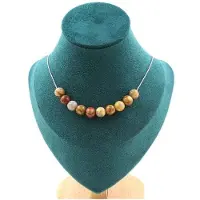 Bijoux Pierres et Minéraux. Collier 10 perles Agate crazy lace 8 mm Chaine en acier inoxydable.