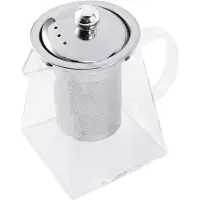 Jojomino Théière carrée en verre avec infuseur, théière borosilicate 550 ml, théière transparente pour feuilles en vrac