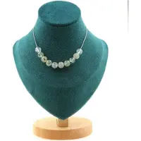 Bijoux Pierres et Minéraux. Collier 10 perles Prehnite d'Afrique 8 mm Chaine en acier inoxydable Collier femmes, hommes. Taille personnali