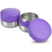 Lunchbots Rounds Lot de 2 bocaux anti-fuites en acier inoxydable de 118 ml avec couvercles violets