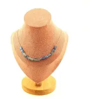 Bijoux Pierres et Minéraux. Collier 15 perles Cyanite bleu du Brésil. Chaine en acier inoxydable Collier femmes, hommes. Taille personnali
