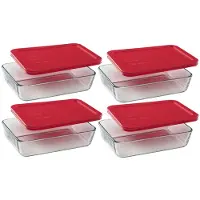 Pyrex Contenant rectangulaire de conservation des aliments de 3 tasses (paquet de 4)