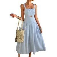 Semoic Robe trapèze boutonnée à nouer sur le devant pour femme, été