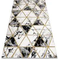 Rugsx Tapis EMERALD exclusif 1020 glamour, élégant marbre, triangles noir / or 120x170 cm