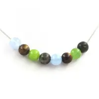Bijoux Pierres et Minéraux. Collier perles Aigue-Marine + Oeil de Tigre + Labradorite + Péridot 8 Collier femmes, hommes. Taille personnal