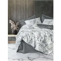 L'essentiel Maison , ensemble housse de couette en satin King (FR), Moale - Grey, 100 % satin de coton, gris, 240 x 220 cm